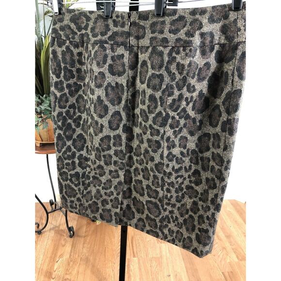 Rafaella Studio Skirt Women 16 Lined wool Blend Animal Print Split & Zipper Back - Picture 2 of 6
